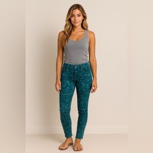 Mudd Pants Jeans Skinny Peacock Feather Patterned Maximalism Dopamine Size 9